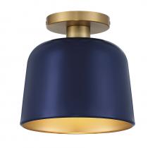 Savoy House Meridian CA M60067NBLNB - 1-Light Ceiling Light in Navy Blue with Natural Brass