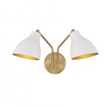 Savoy House Meridian CA M90075WHNB - 2-Light Wall Sconce in White with Natural Brass