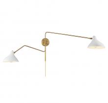 Savoy House Meridian CA M90088WHNB - 2-Light Wall Sconce in White with Natural Brass