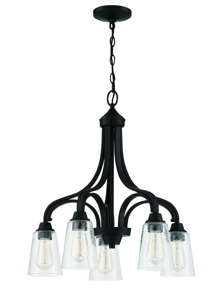 Grace 5 Light Down Chandelier in Espresso (Clear Seeded Glass)