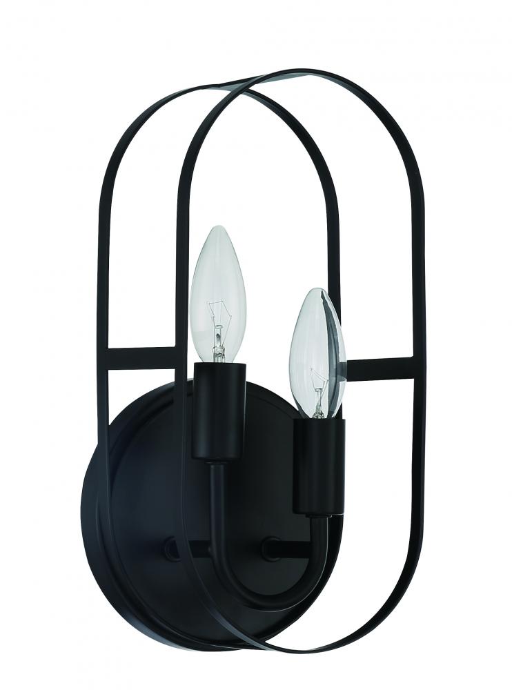 Mindful 2 Light Sconce in Flat Black