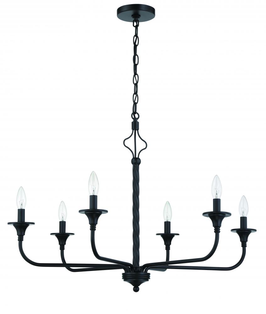 Jolenne 6 Light Chandelier in Flat Black