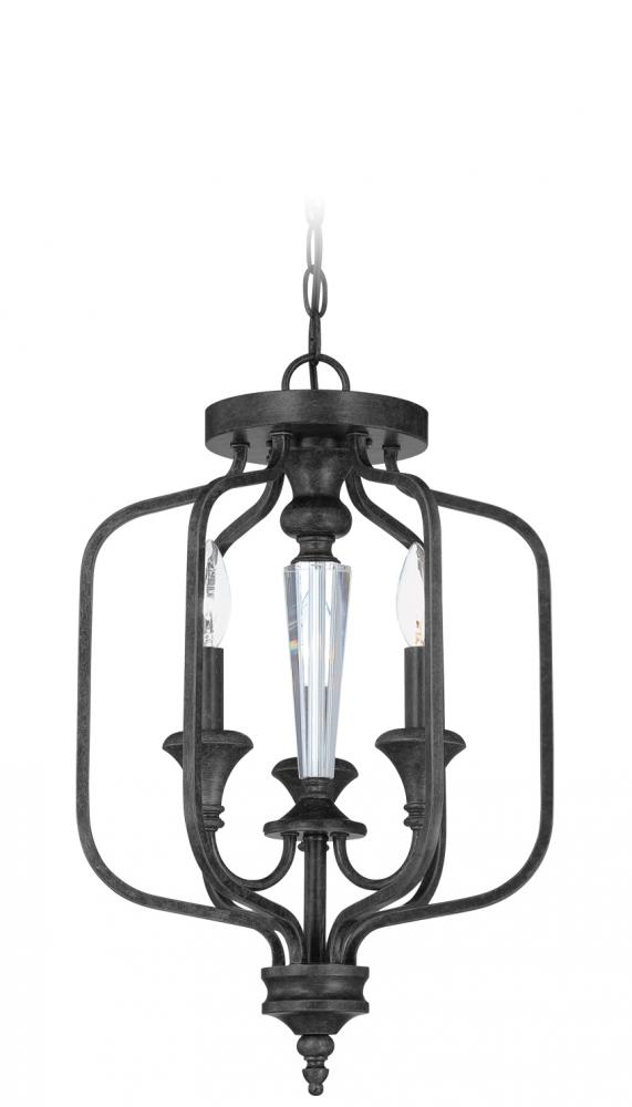 Boulevard 3 Light Convertible Semi Flush/Pendant in Mocha Bronze/Silver Accents