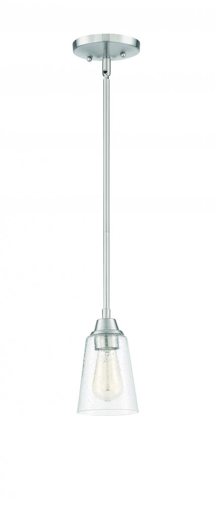 Grace 1 Light Mini Pendant in Brushed Polished Nickel (Clear Seeed