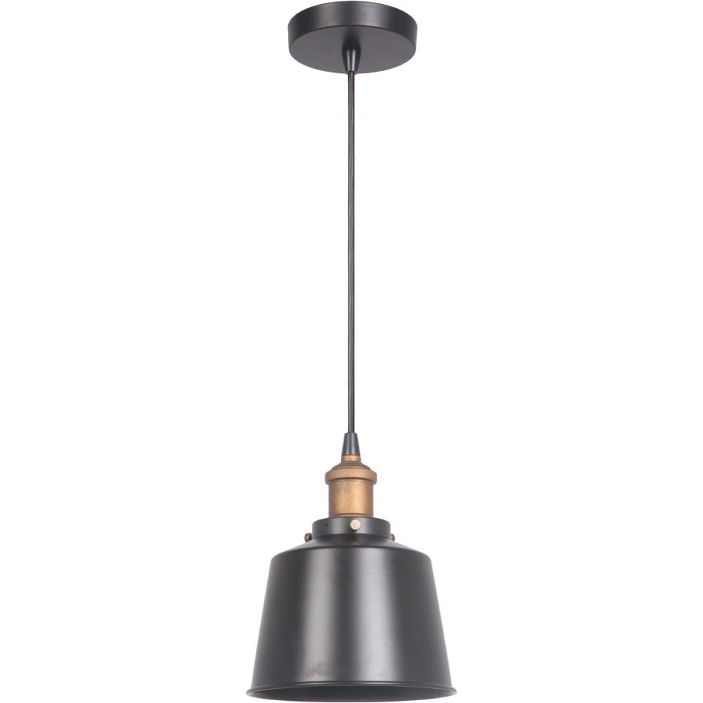 1 Light Mini Pendant in Matte Black/Patina Aged Brass