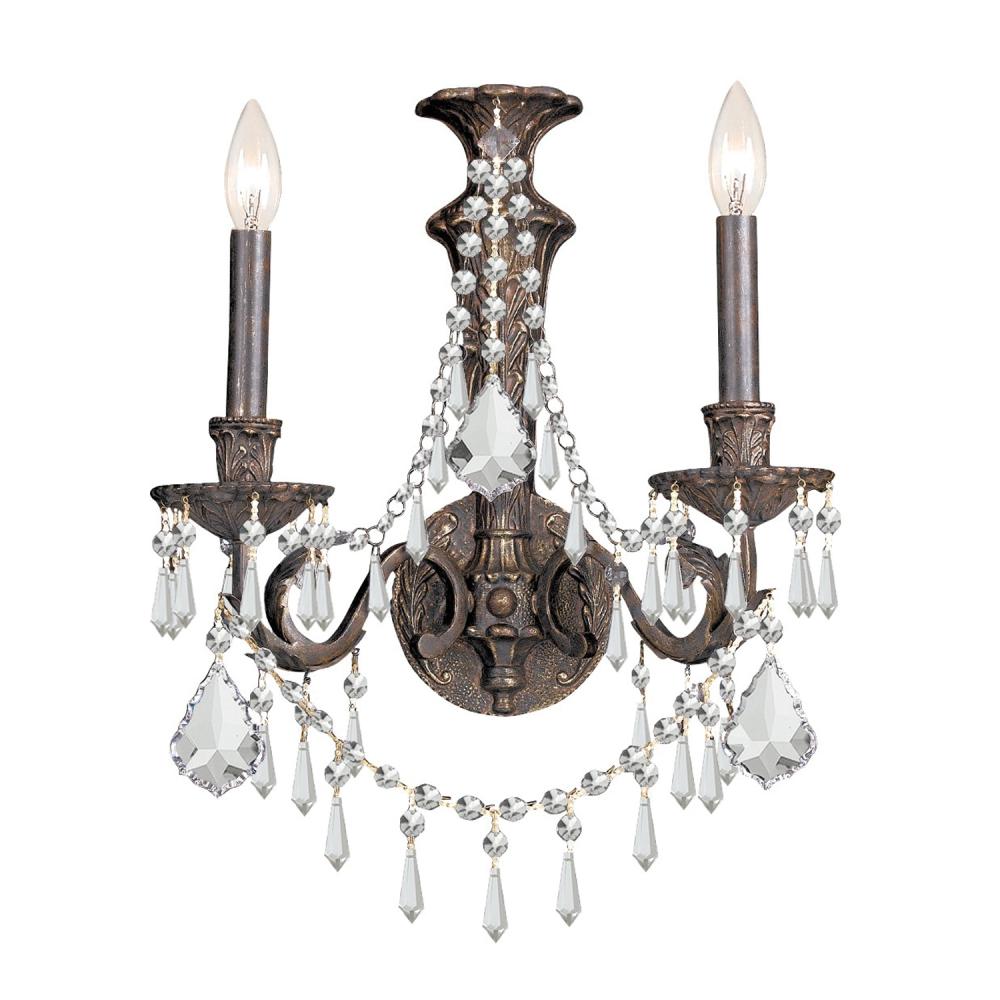 Vanderbilt 2 Light Hand Cut Crystal English Bronze Sconce