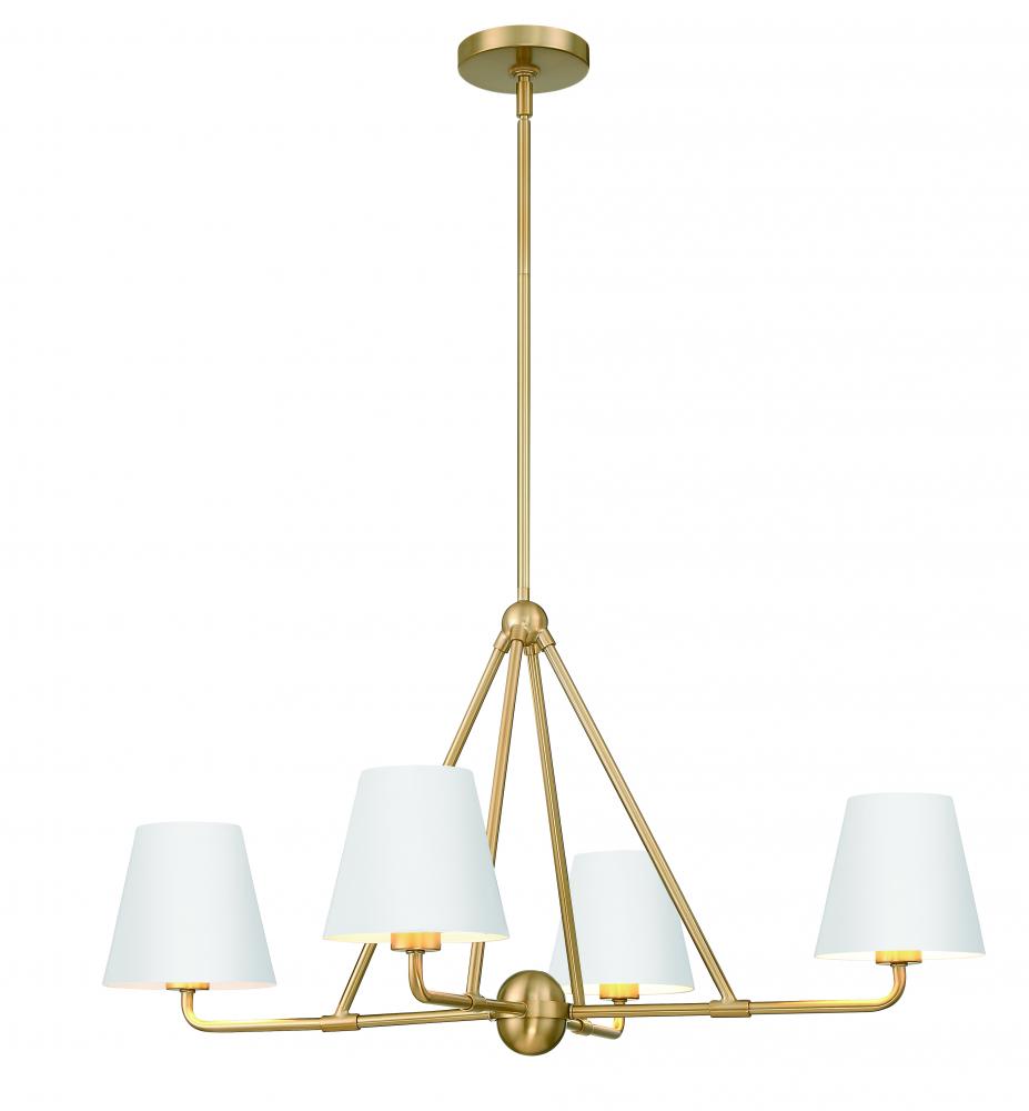 Xavier 4 Light Vibrant Gold + White Chandelier