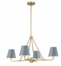 Crystorama XAV-B9304-VG-BL - Xavier 4 Light Vibrant Gold + Blue Chandelier