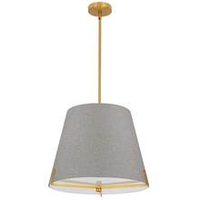 Dainolite PST-184P-AGB-GRY - 4 Light Incandescent Pendant Aged Brass with Grey Fabric shade