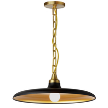 Dainolite QTN-181P-MB-AGB - 1LT Incand Pendant, AGB w/ MB & GLD Shade