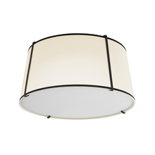 Dainolite TRA-3FH-BK-CRM - 3 Light Trapezoid Flush Mount Black & Cream Shade w/ White Fabric Diffuser