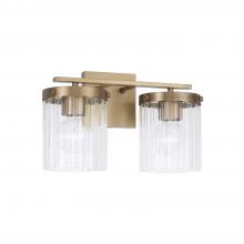 Capital Canada 156221AD-555 - 2-Light Vanity in Aged Brass with Clear Beveled Fluted Glass