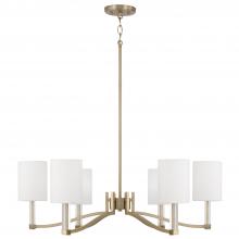 Capital Canada 457061MA-715 - 6-Light Chandelier in Matte Brass with Clear Acrylic Accents and Cylindrical White Fabric Shades