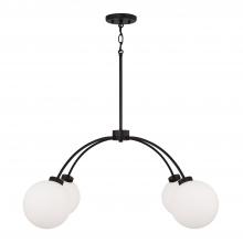 Capital Canada 457141BI-557 - 4-Light Chandelier in Matte Black with Soft White Glass Globes