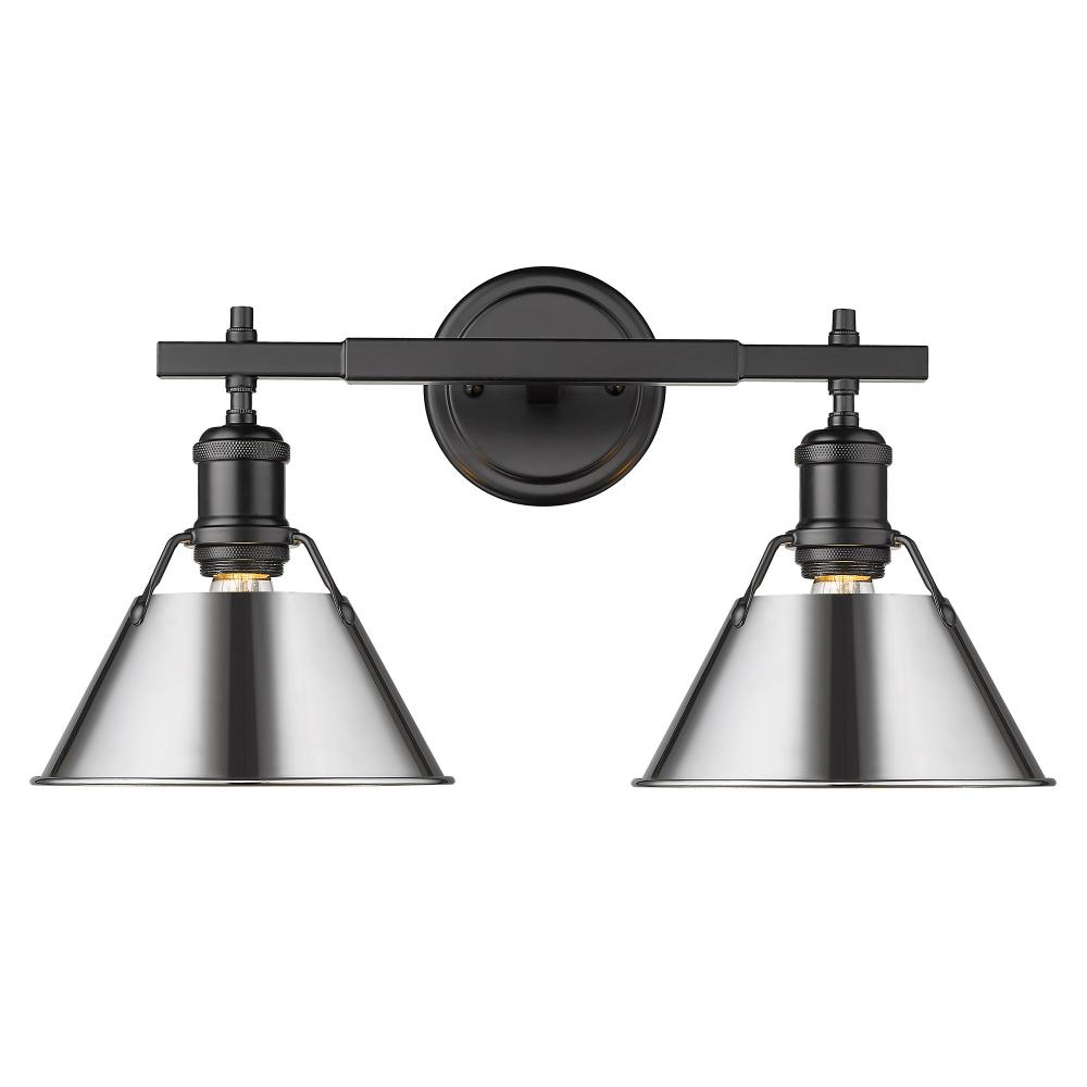 Orwell 2-Light Vanity Light in Matte Black with Chrome