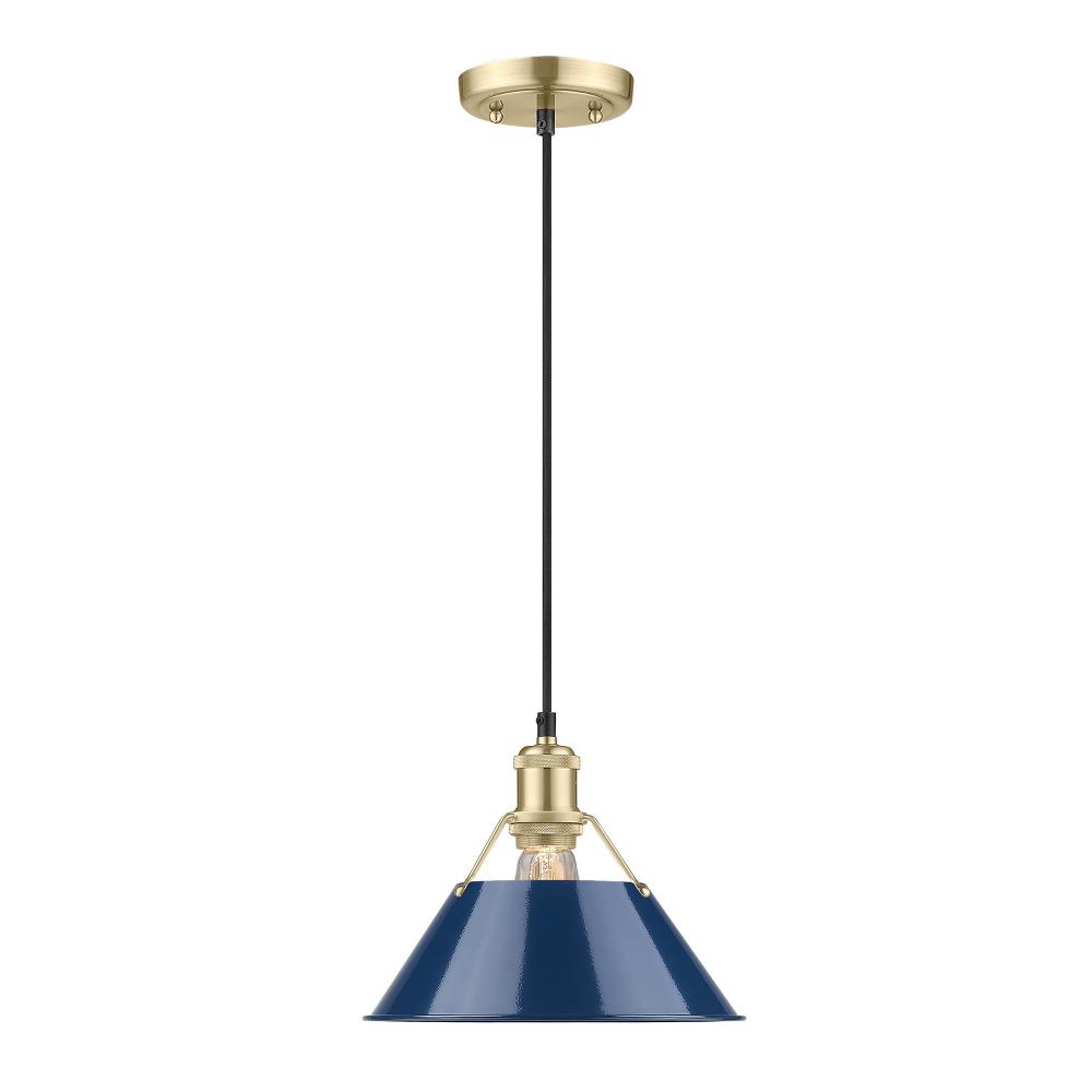 Orwell BCB Medium Pendant - 10 in Brushed Champagne Bronze with Matte Navy shade