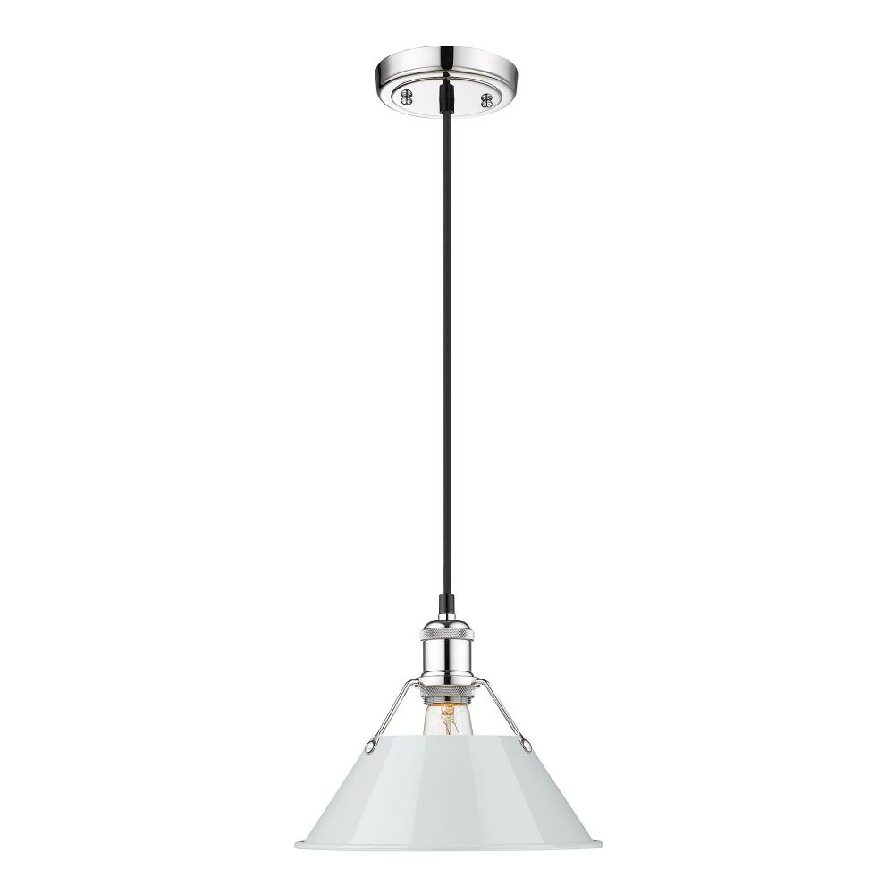 Orwell CH Medium Pendant - 10 in Chrome with Dusky Blue shade