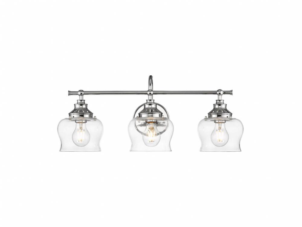 Daphne 3-Light Vanity Light in Chrome with Clear Glass