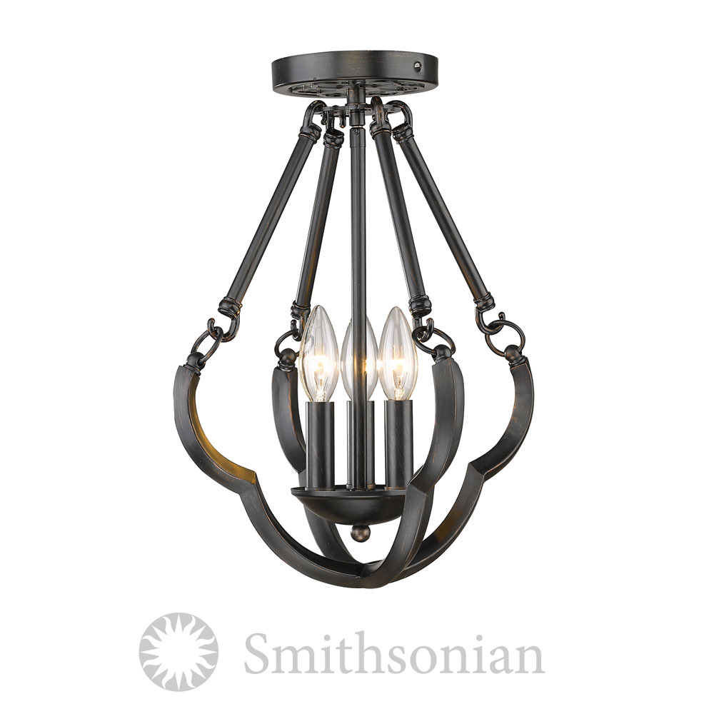 Smithsonian Saxon Semi Flush Convertible in Aged Bronze