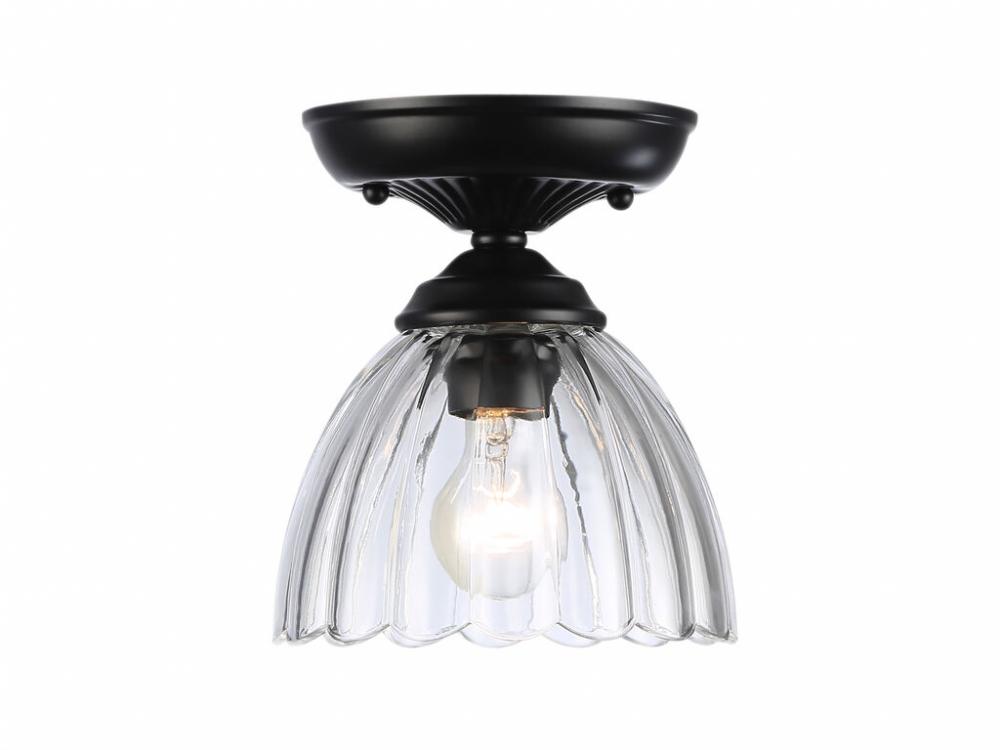 Audra 1-Light Semi-Flush in Matte Black with Clear Glass