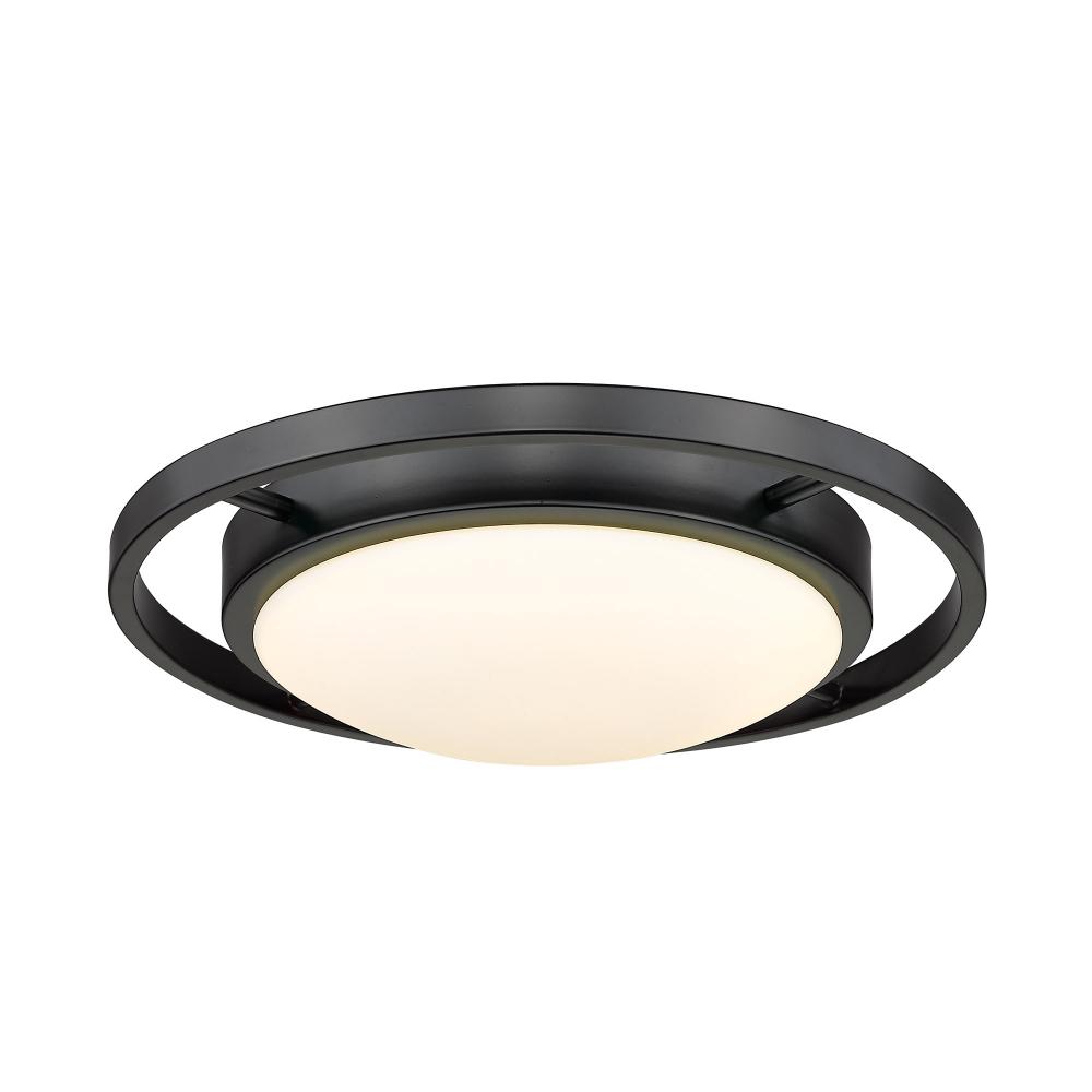 Astra 14" Flush Mount in Matte Black with Opal Glass