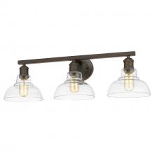 Golden Canada 0305-BA3 RBZ-CLR - Carver 3 Light Bath Vanity in Rubbed Bronze with  Clear Glass Shade