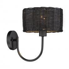 Golden Canada 1084-1W BLK-BW - Erma 1 Light Wall Sconce in Matte Black with Black Wicker Shade