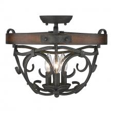 Golden Canada 1821-3SF BI - Madera BI 3 Light Semi-Flush in Black Iron