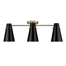 Golden Canada 2122-3SF MBS-BLK - Reeva 3 Light Semi-Flush in Modern Brass with Matte Black Shade