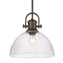 Golden Canada 3118-L RBZ-SD - Hines 1-Light Pendant in Rubbed Bronze with Seeded Glass