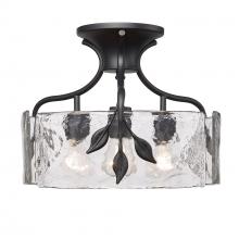 Golden Canada 3160-SF NB-HWG - Calla 3 Light Semi-Flush in Natural Black with Hammered Water Glass Shade