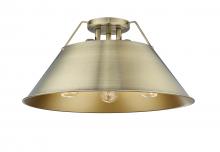 Golden Canada 3306-3FM AB-AB - Orwell AB 3 Light Flush Mount in Aged Brass with Aged Brass shade