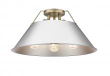 Golden Canada 3306-3FM AB-CH - Orwell AB 3 Light Flush Mount in Aged Brass with Chrome shade