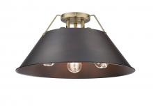 Golden Canada 3306-3FM AB-RBZ - Orwell AB 3 Light Flush Mount in Aged Brass with Rubbed Bronze shade