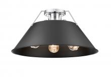 Golden Canada 3306-3FM CH-BLK - Orwell CH 3 Light Flush Mount in Chrome with Matte Black shade