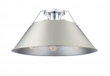 Golden Canada 3306-3FM CH-PW - Orwell CH 3 Light Flush Mount in Chrome with Pewter shade