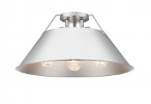 Golden Canada 3306-3FM PW-CH - Orwell PW 3 Light Flush Mount in Pewter with Chrome shade