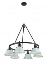 Golden Canada 3306-6 BLK-DB - Orwell BLK 6 Light Chandelier in Matte Black with Dusky Blue shades