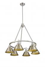 Golden Canada 3306-6 PW-AB - Orwell PW 6 Light Chandelier in Pewter with Aged Brass shades