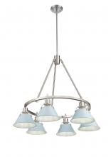 Golden Canada 3306-6 PW-DB - Orwell PW 6 Light Chandelier in Pewter with Dusky Blue shades