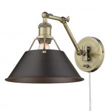 Golden Canada 3306-A1W AB-RBZ - Orwell AB 1 Light Articulating Wall Sconce in Aged Brass with Rubbed Bronze shade