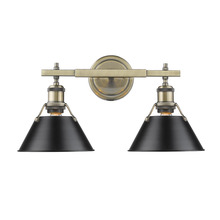 Golden Canada 3306-BA2 AB-BLK - Orwell AB 2 Light Bath Vanity in Aged Brass with Matte Black shades