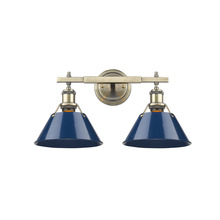 Golden Canada 3306-BA2 AB-NVY - Orwell AB 2 Light Bath Vanity in Aged Brass with Matte Navy shades