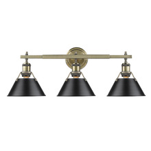 Golden Canada 3306-BA3 AB-BLK - Orwell AB 3 Light Bath Vanity in Aged Brass with Matte Black shades
