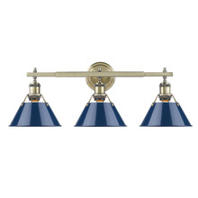 Golden Canada 3306-BA3 AB-NVY - Orwell AB 3 Light Bath Vanity in Aged Brass with Matte Navy shades