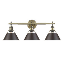 Golden Canada 3306-BA3 AB-RBZ - Orwell AB 3 Light Bath Vanity in Aged Brass with Rubbed Bronze shades