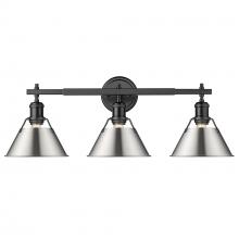 Golden Canada 3306-BA3 BLK-PW - Orwell BLK 3 Light Bath Vanity in Matte Black with Pewter shades