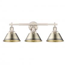 Golden Canada 3306-BA3 PW-AB - Orwell PW 3 Light Bath Vanity in Pewter with Aged Brass shades