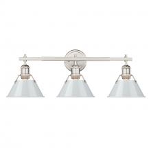 Golden Canada 3306-BA3 PW-DB - Orwell PW 3 Light Bath Vanity in Pewter with Dusky Blue shades