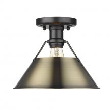 Golden Canada 3306-FM BLK-AB - Orwell BLK Flush Mount in Matte Black with Aged Brass shade